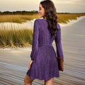 Casual Everyday Round Neck Tie Front Long Sleeve Dress - Southern Shores Clothing