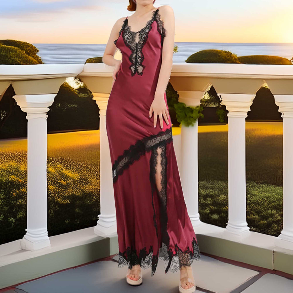 Slit Lace Detail Maxi Cami Dress