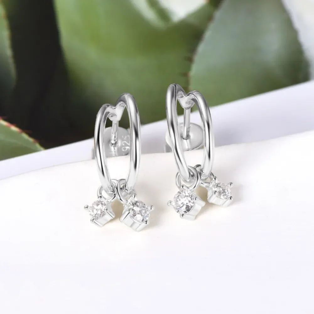 Sterling Silver Moissanite C-Hoop Earrings - Southern Shores Clothing