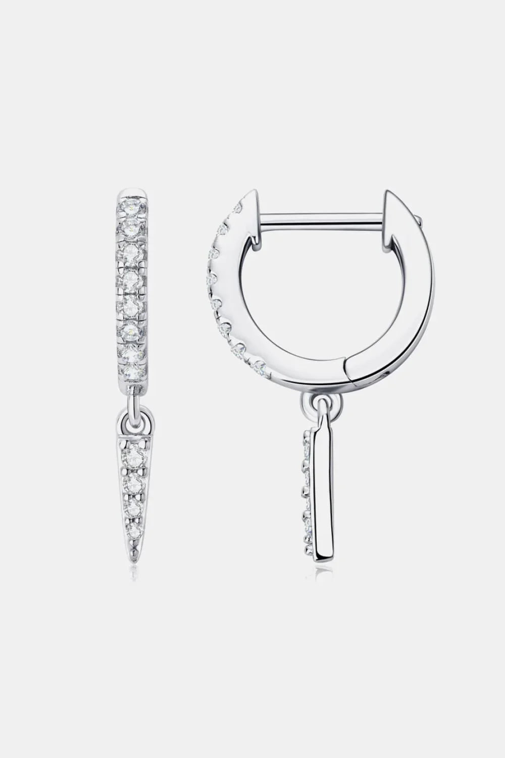 Minimalist Moissanite Sterling Silver Drop Huggie Earrings - Southern Shores Clothing