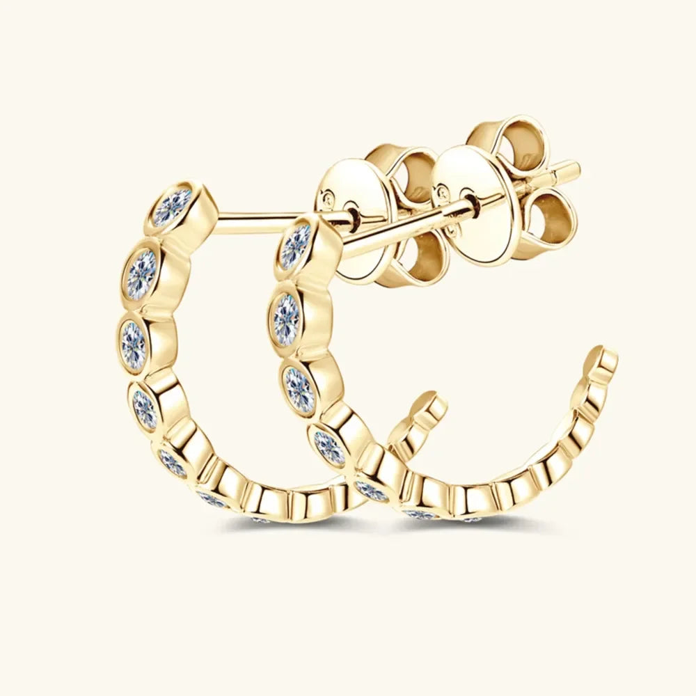 Moissanite Inlaid Sterling Silver Hoop Earrings - Southern Shores Clothing