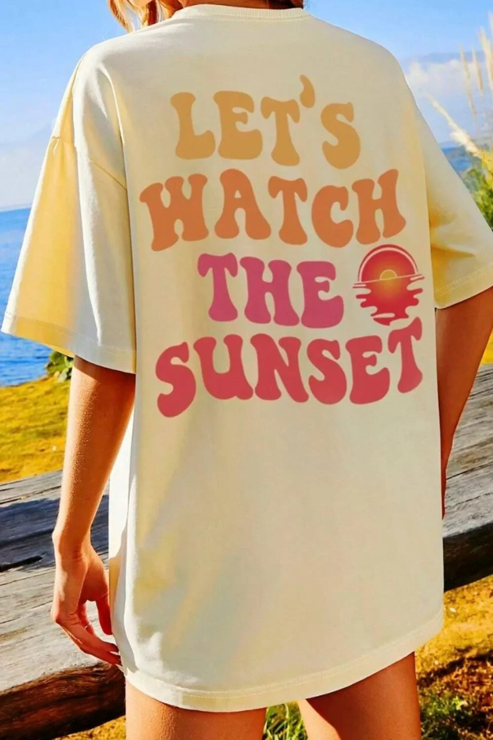 Sunset Graphic Round Neck T Shirt Slightly Stretchy Fit - Southern Shores Clothing