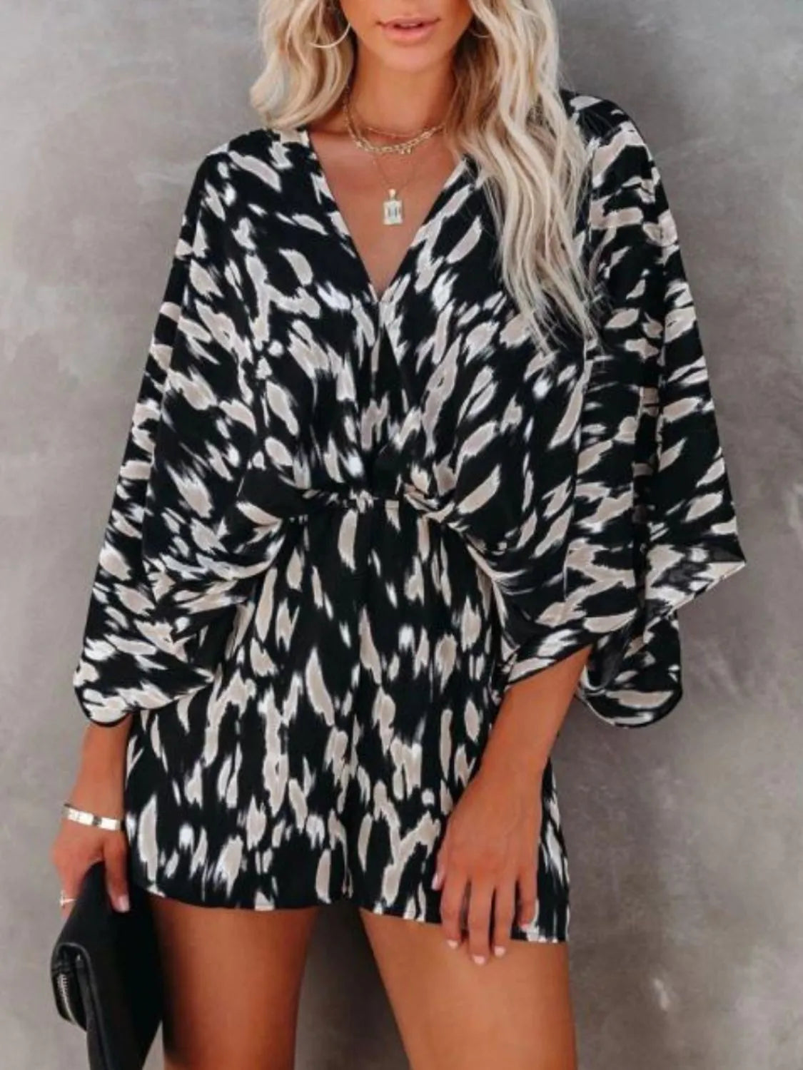 Oversized Tied-Back Printed Floral Romper