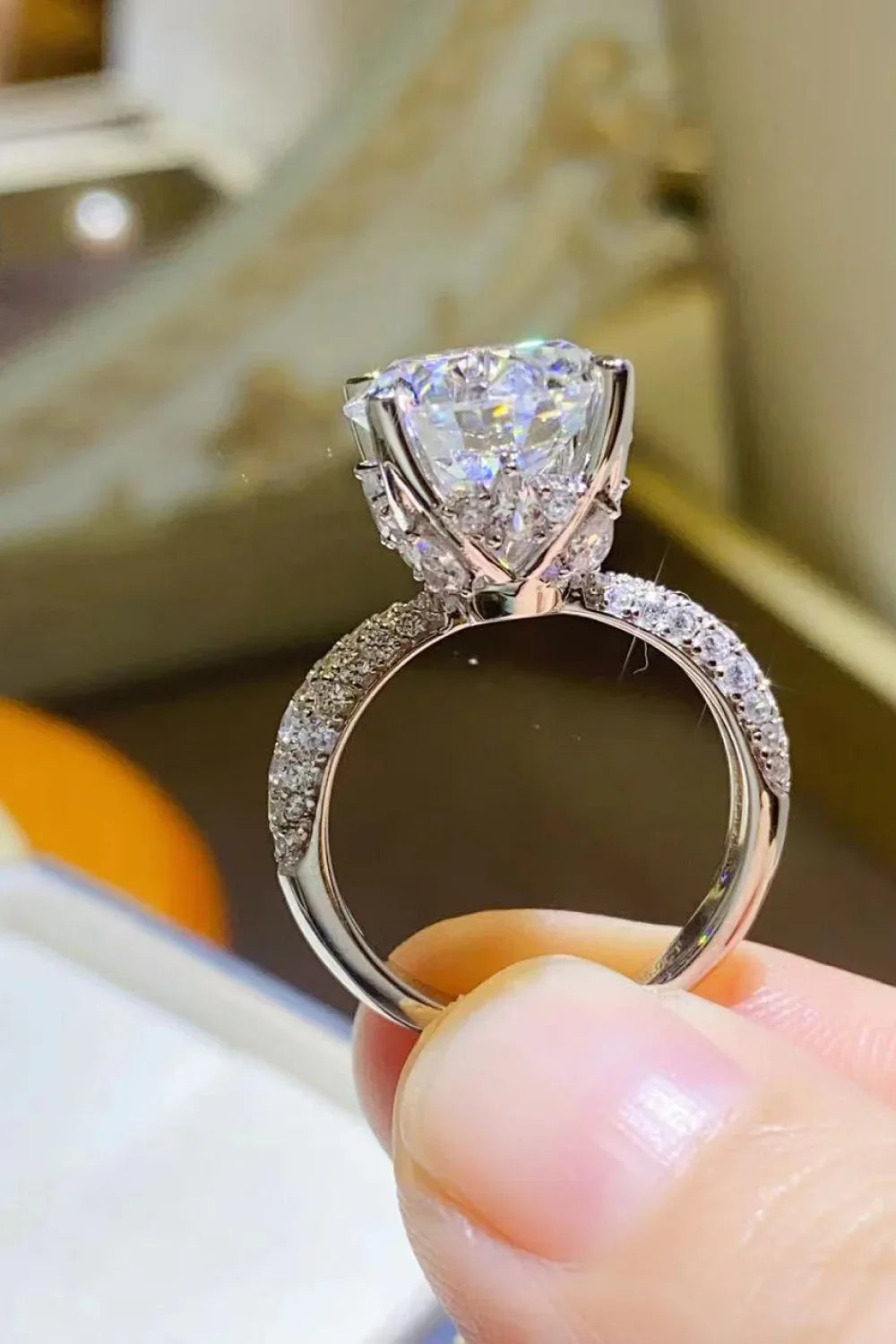 Moissanite Sterling Silver Ring With Crystal Brilliance - Southern Shores Clothing