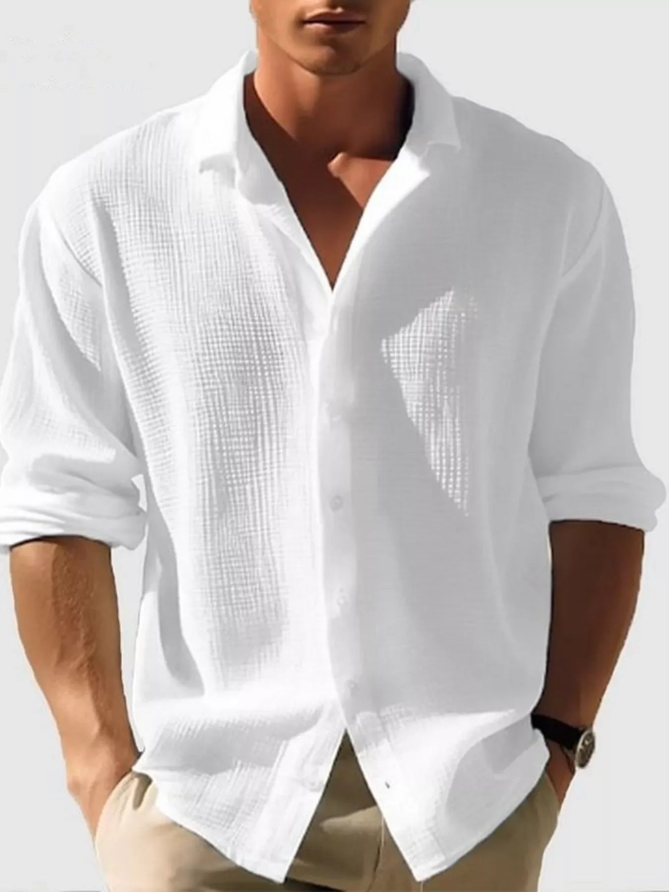 Plus Size Cotton Button Up Long Sleeve Shirt - Southern Shores Clothing