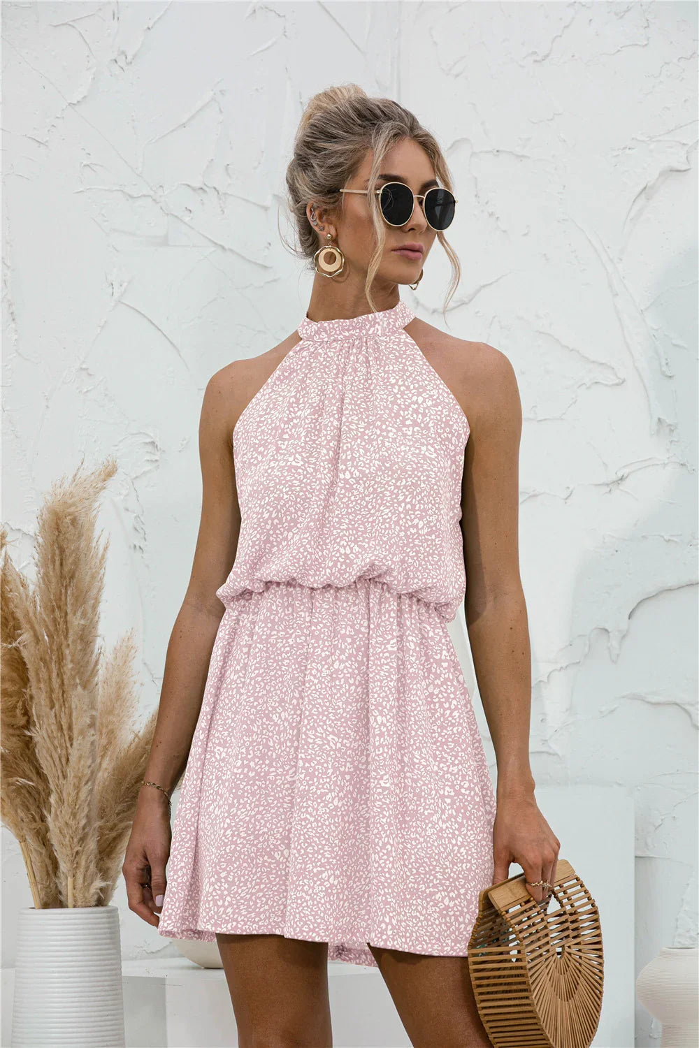 Floral Tied Sleeveless Mini Dress - Southern Shores Clothing