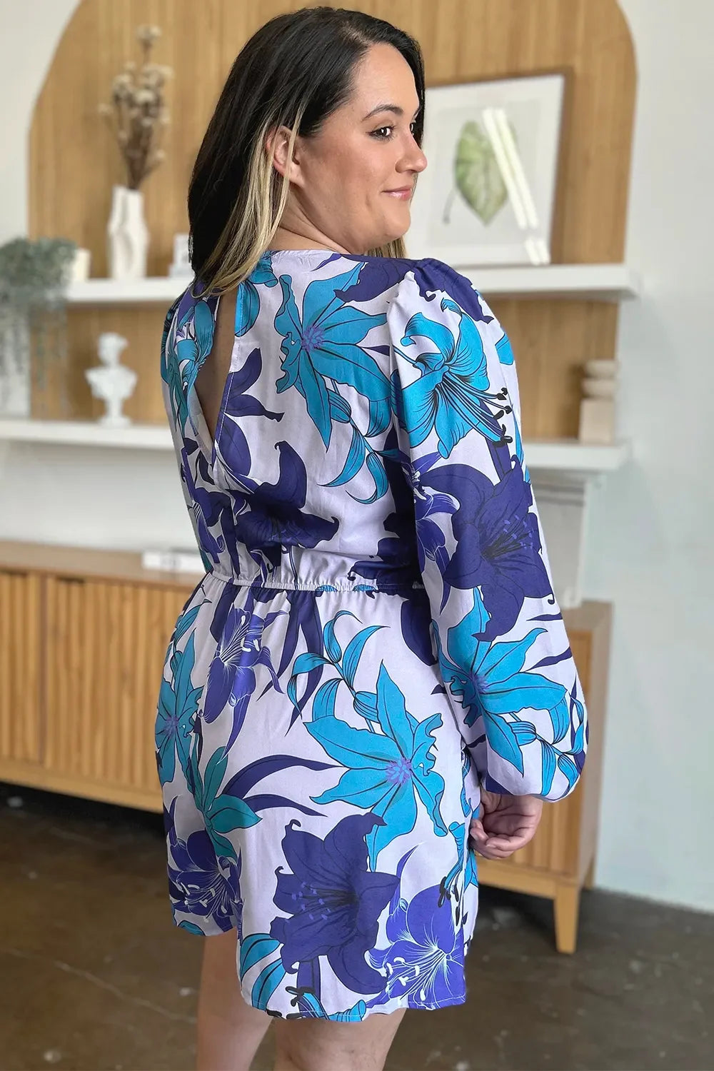 Floral Print Long Sleeve Romper With Pockets - Southern Shores Clothing