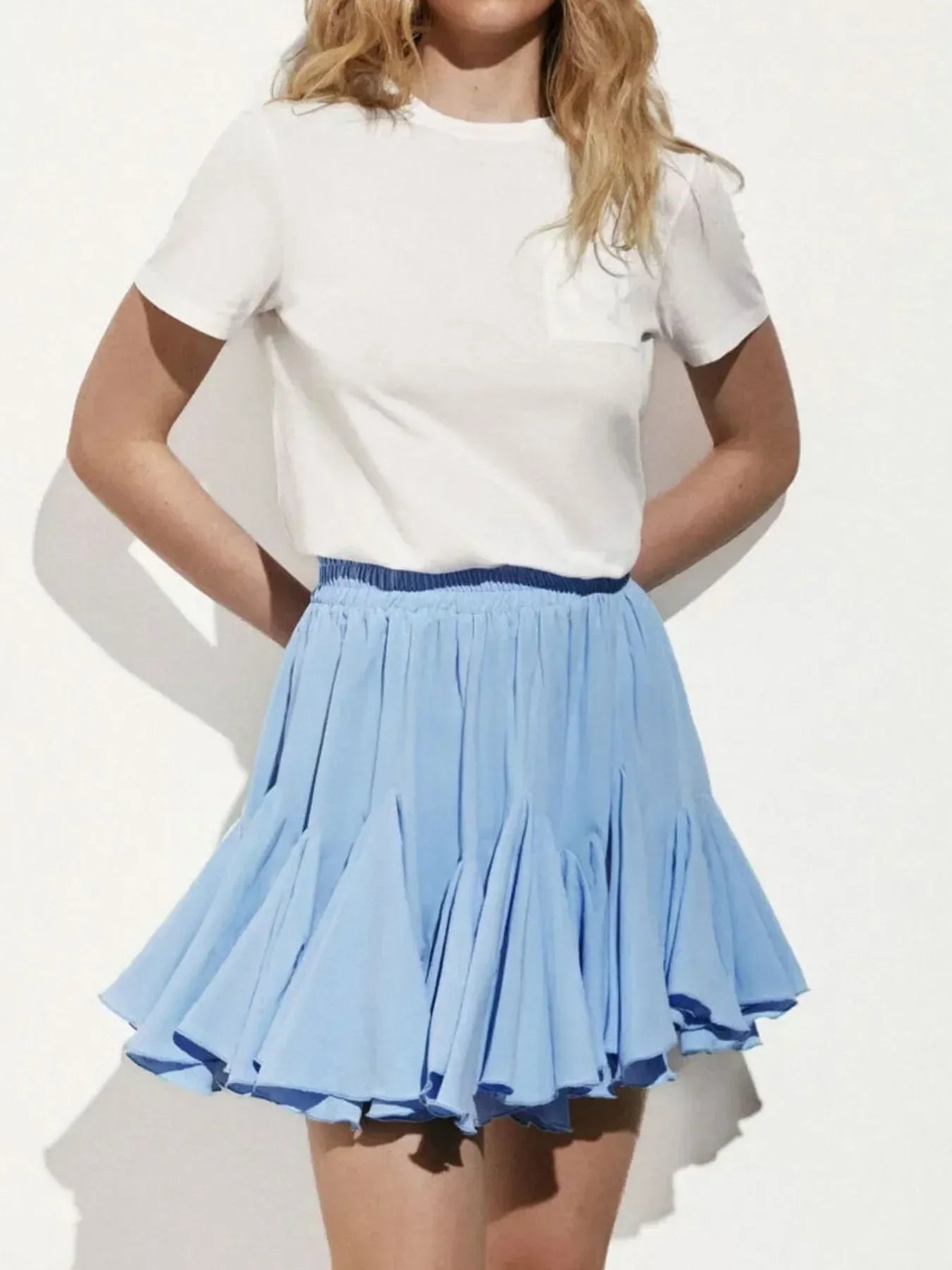 Elastic Waist Flowing Skirt With Ruffled Hem - Southern Shores Clothing