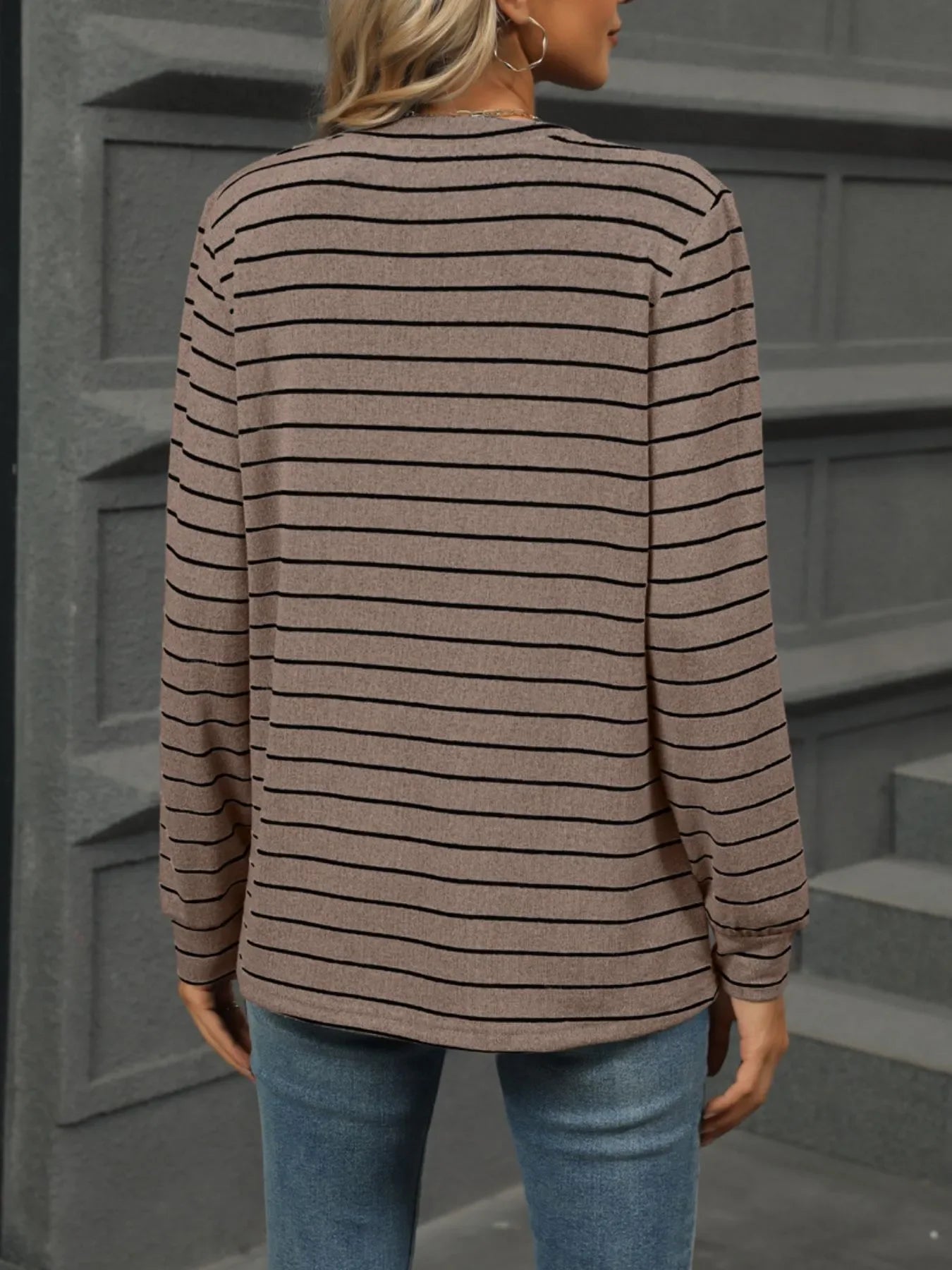 Striped Henley T-Shirt with Button Detail - Southern Shores Clothing