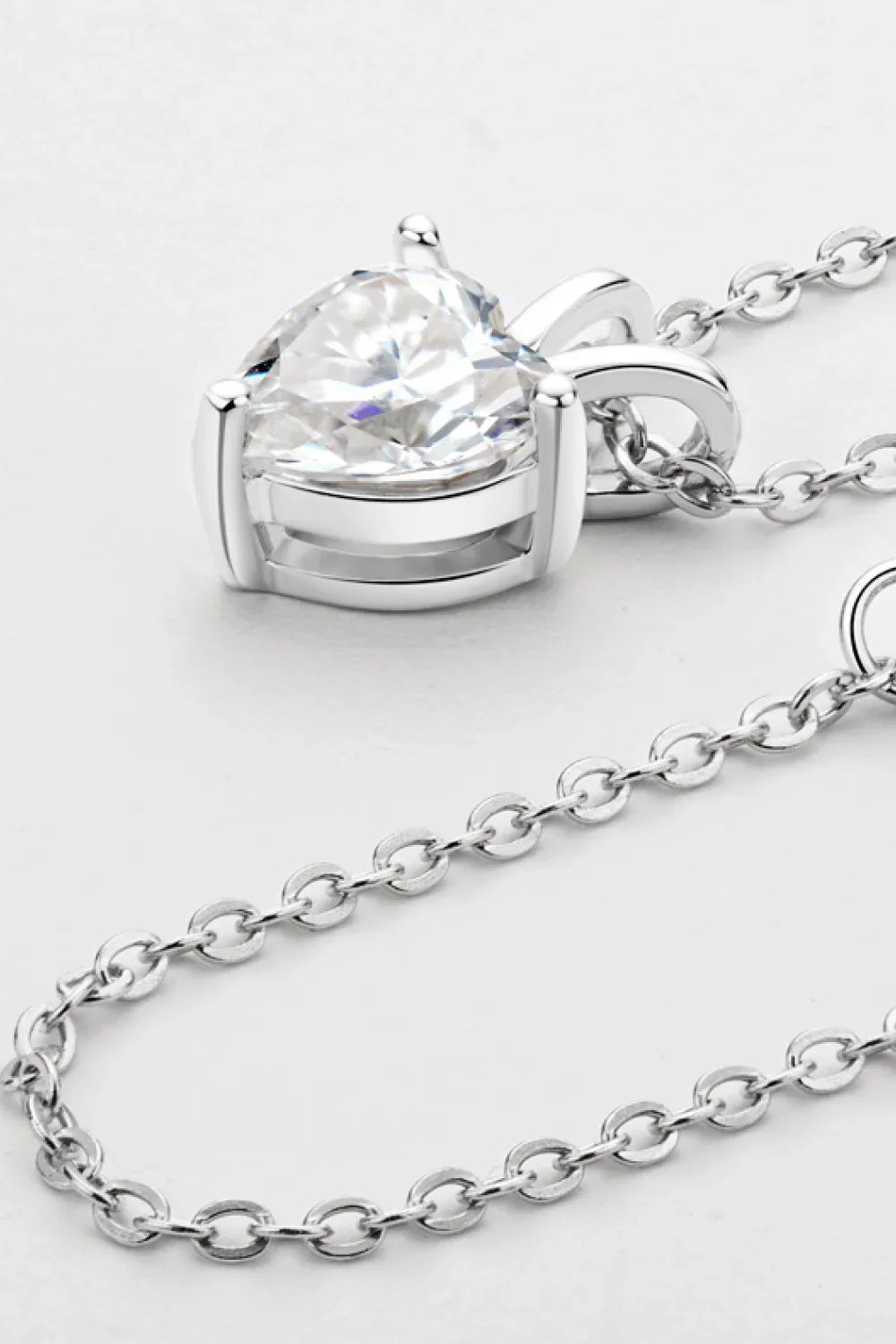 1 Carat Moissanite Sterling Silver Heart Pendant - Southern Shores Clothing