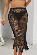 Fringe Openwork High Waist Acrylic Swim Skirt