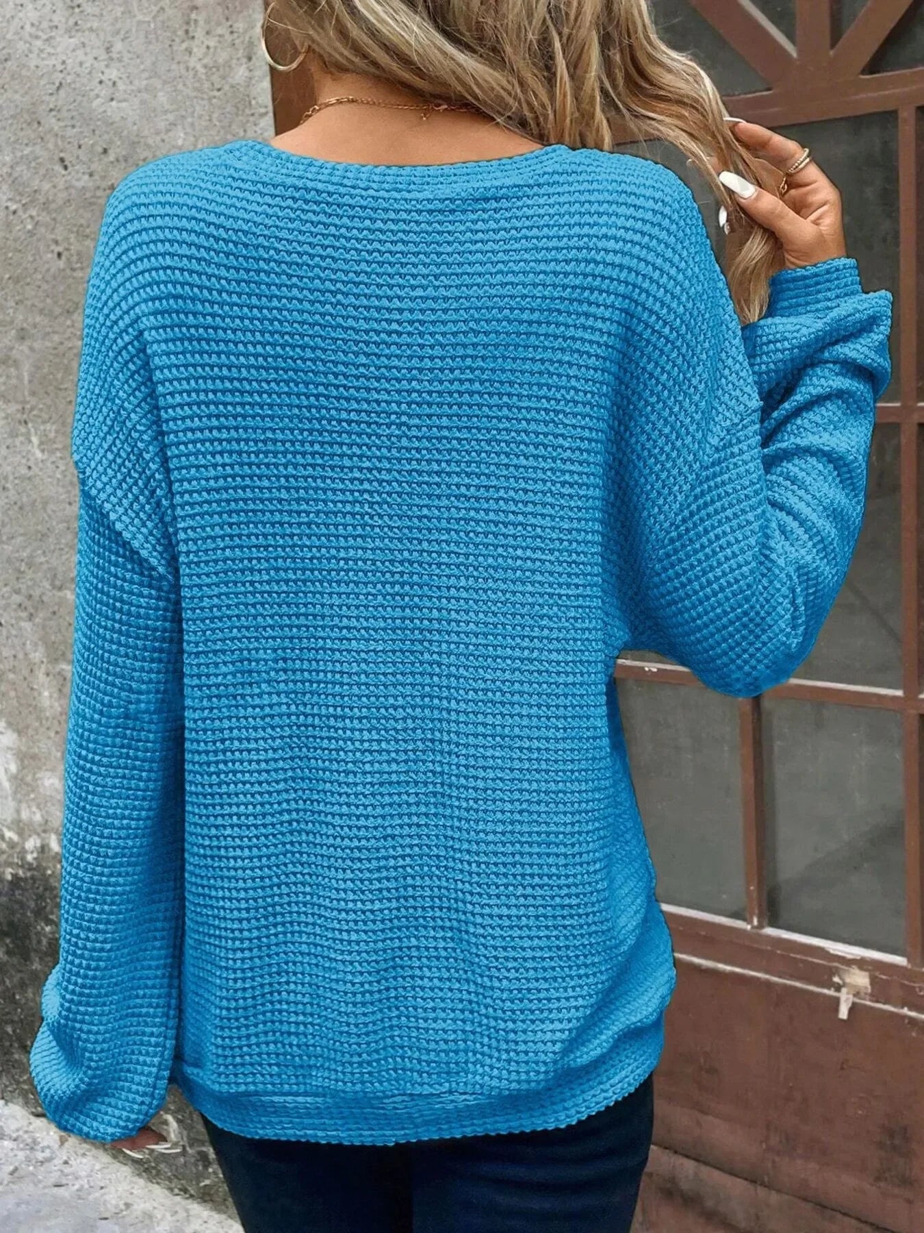 Plus Size Relaxed Fit Waffle Knit Round Neck T-Shirt - Southern Shores Clothing