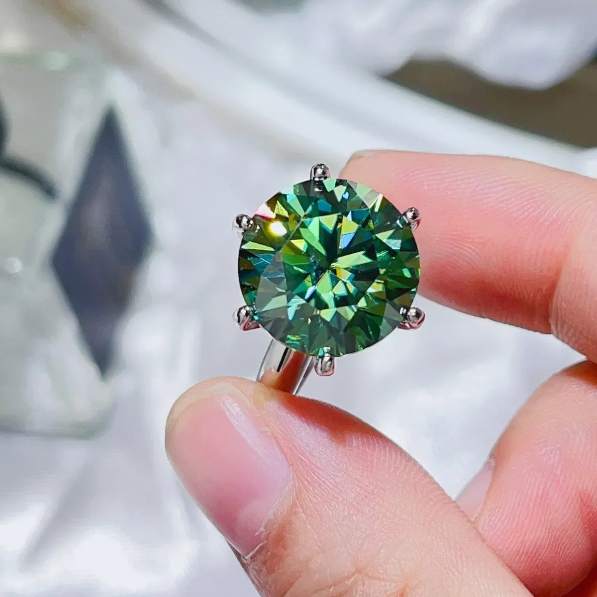 10 Carat Moissanite Sterling Silver Ring - Southern Shores Clothing