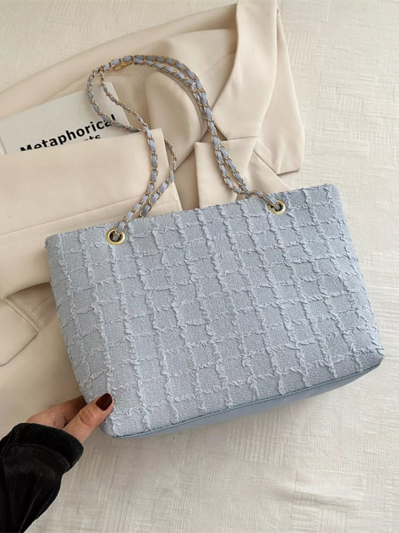 Classic Tweed Chain Shoulder Bag Polyester - Southern Shores Clothing