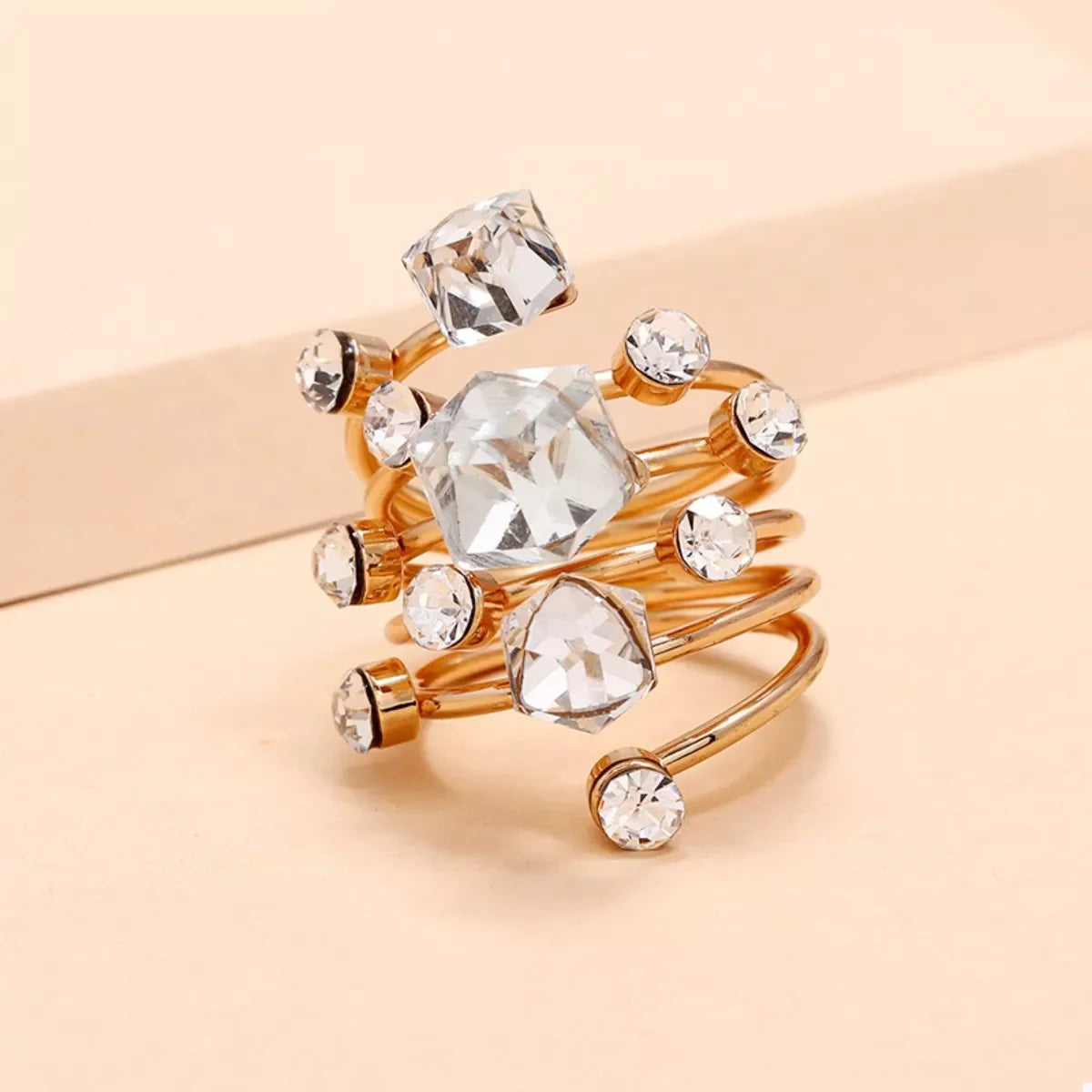 18K Gold-Plated Multi-Layer Crystal Ring - Southern Shores Clothing