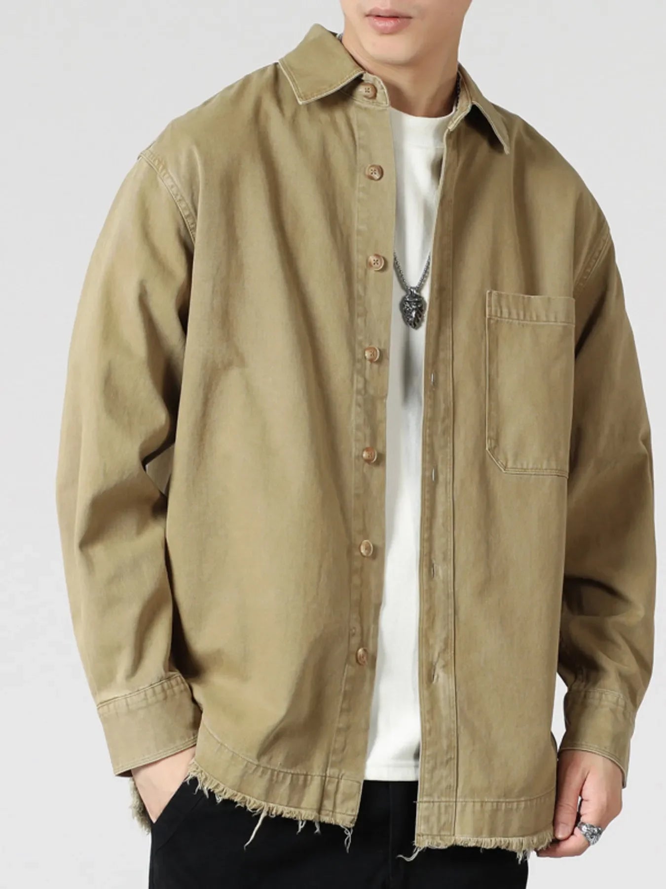 Oversized Button Up Long Sleeve Cotton Shirt
