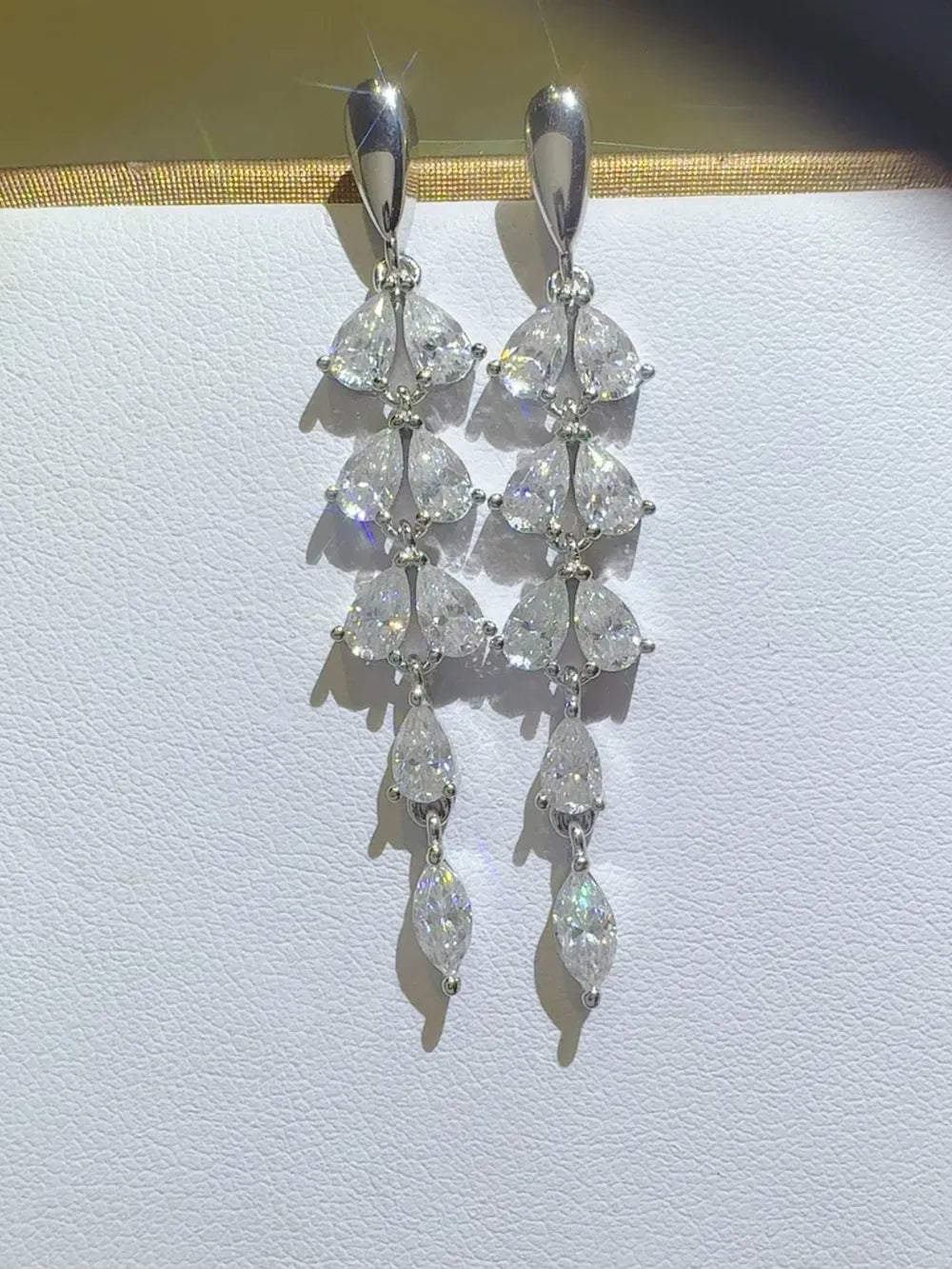 Southern Shores 6 Carat Moissanite Platinum-Plated Sterling Silver Bar Earrings