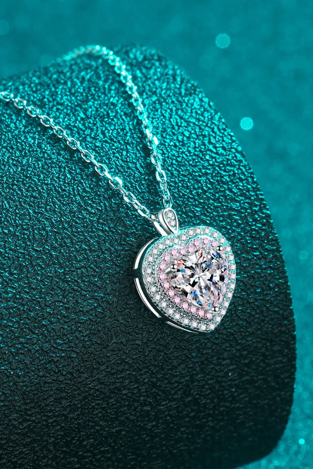 Sterling Silver 1 Carat Moissanite Heart Pendant Necklace - Southern Shores Clothing