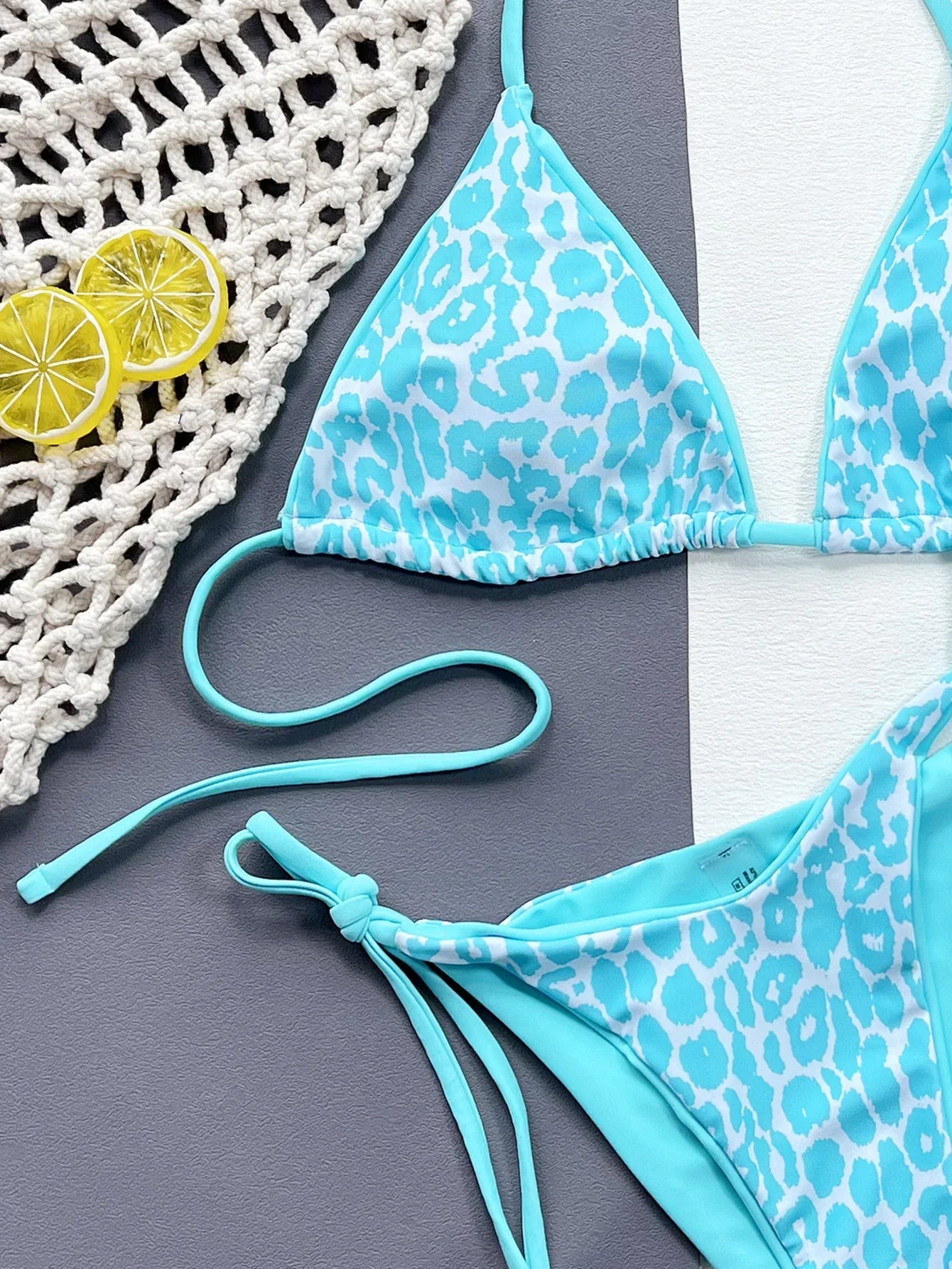 Leopard Print Halter Tie Side Bikini Stretchy - Southern Shores Clothing