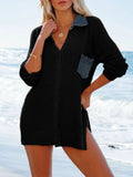 Sheer Openwork Pocketed Beach Cover-Up For Swimwear