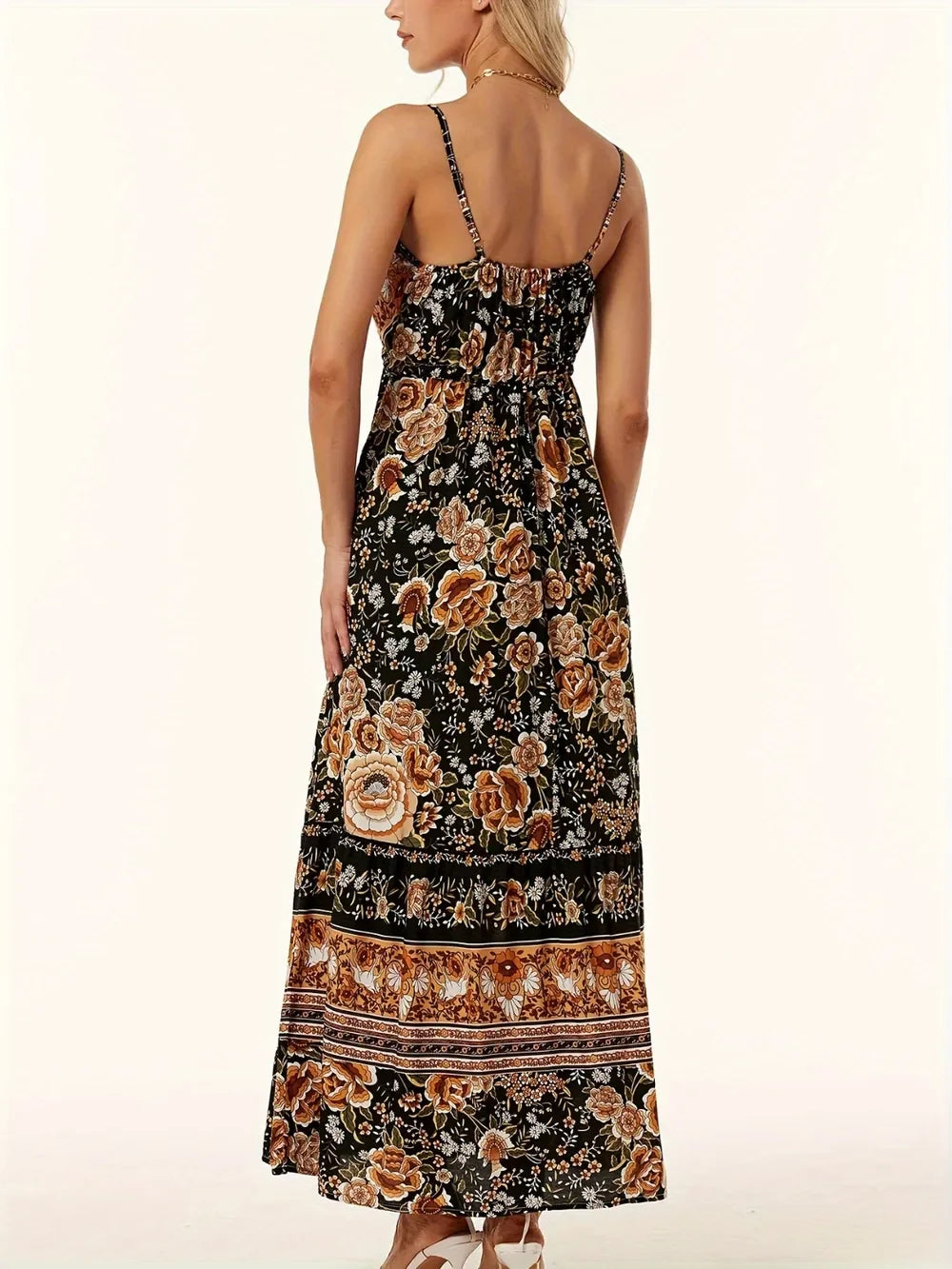 Printed Scoop Neck Midi Cami Dress Lightweight For Summer - Southern Shores Clothing