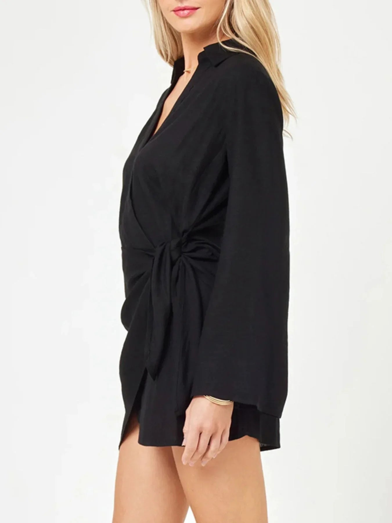 Tied Long Sleeve Cover Up Dress for Resort Wear Vacation Ready - Southern Shores Clothing