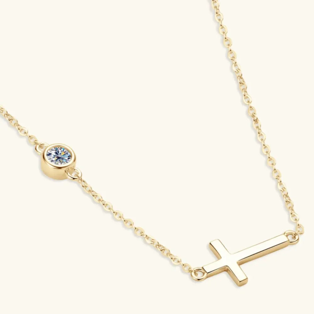 Moissanite Cross Necklace Sterling Silver - Southern Shores Clothing