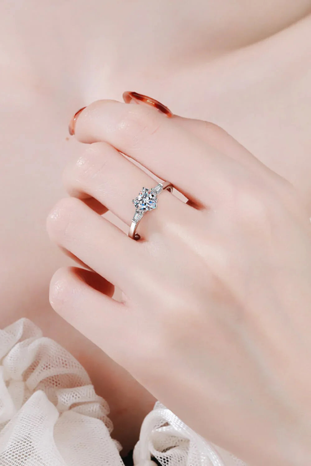 1.2 Ct Moissanite Heart Ring In Sterling Silver - Southern Shores Clothing