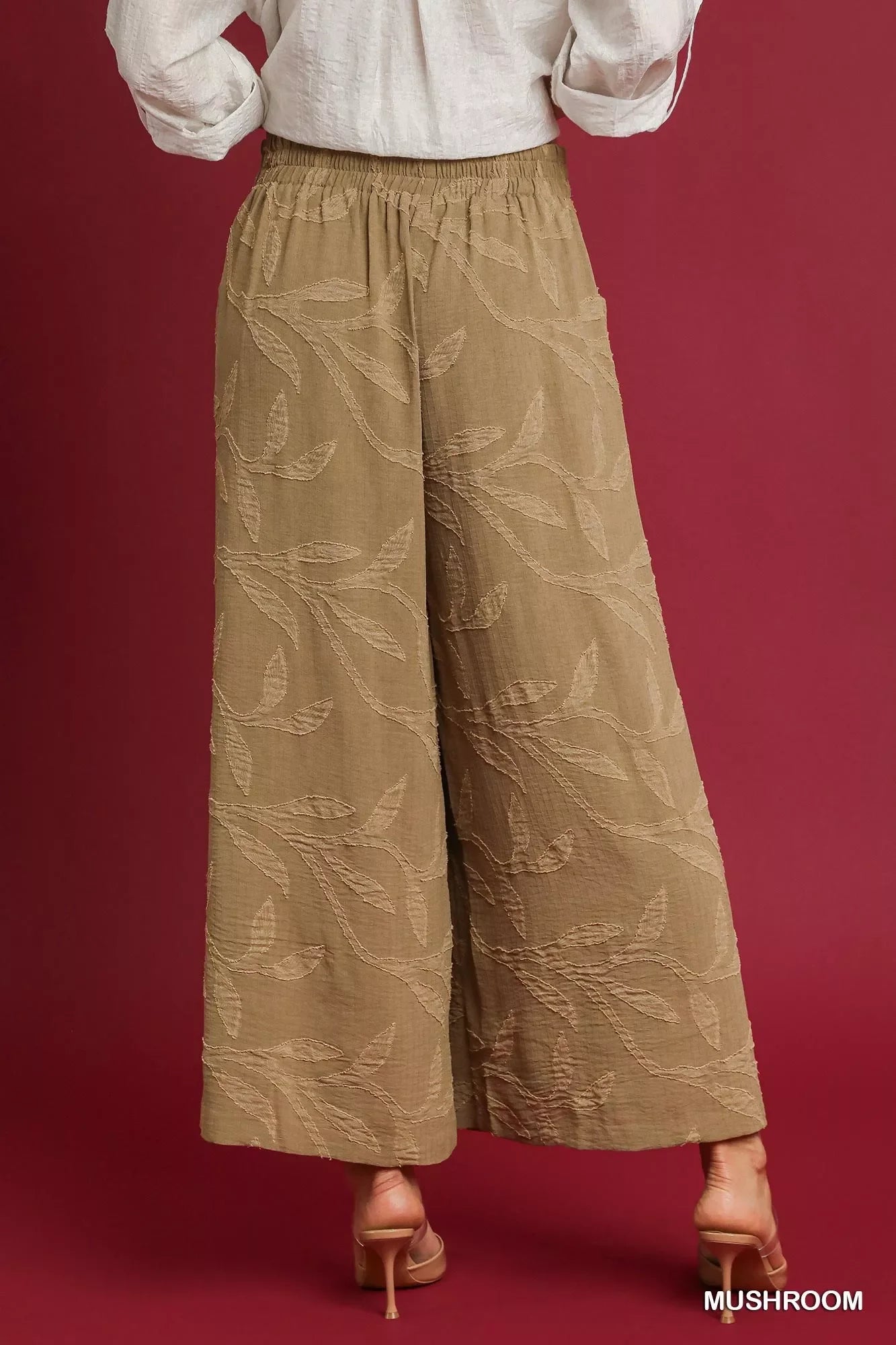Elegant Lightweight Jacquard Wide Leg Pants - Southern Shores Clothing