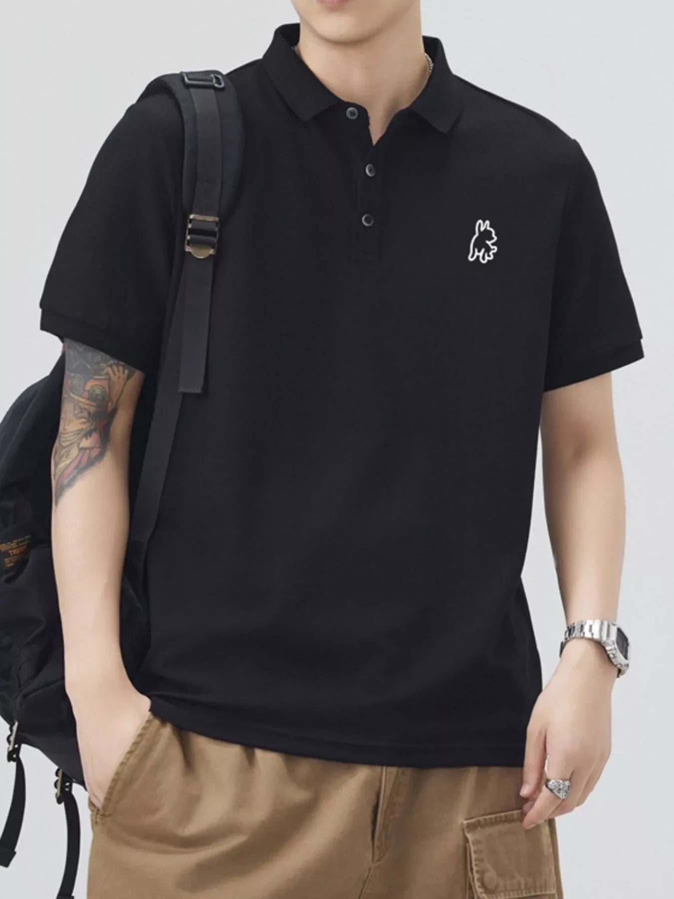 Plus Size Button Detail Polo Shirt Cotton Blend - Southern Shores Clothing
