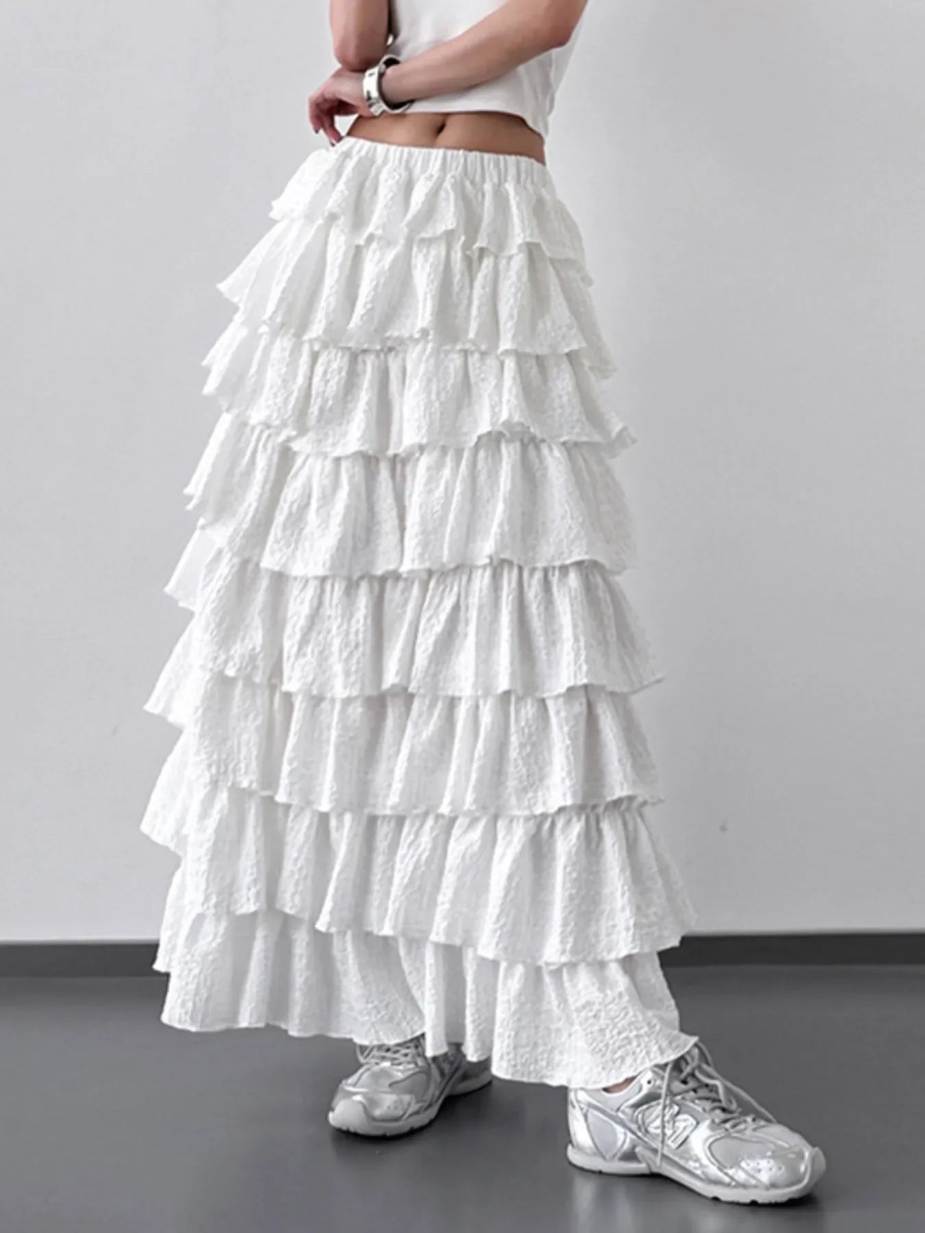 Flowing Ruffle Layered Maxi Skirt With Draped Layers - Southern Shores Clothing