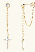Moissanite Sterling Silver Cross Earrings - Southern Shores Clothing