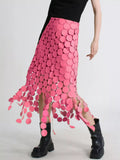 Fringe Midi Skirt With Asymmetrical Cutout - Southern Shores Clothing