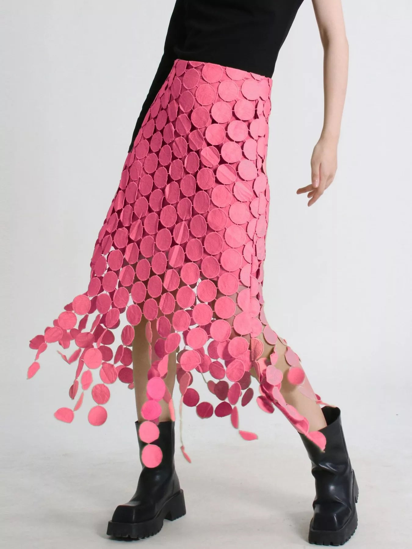 Women's Coastal Fringe Midi Skirt with Asymmetrical Cutout