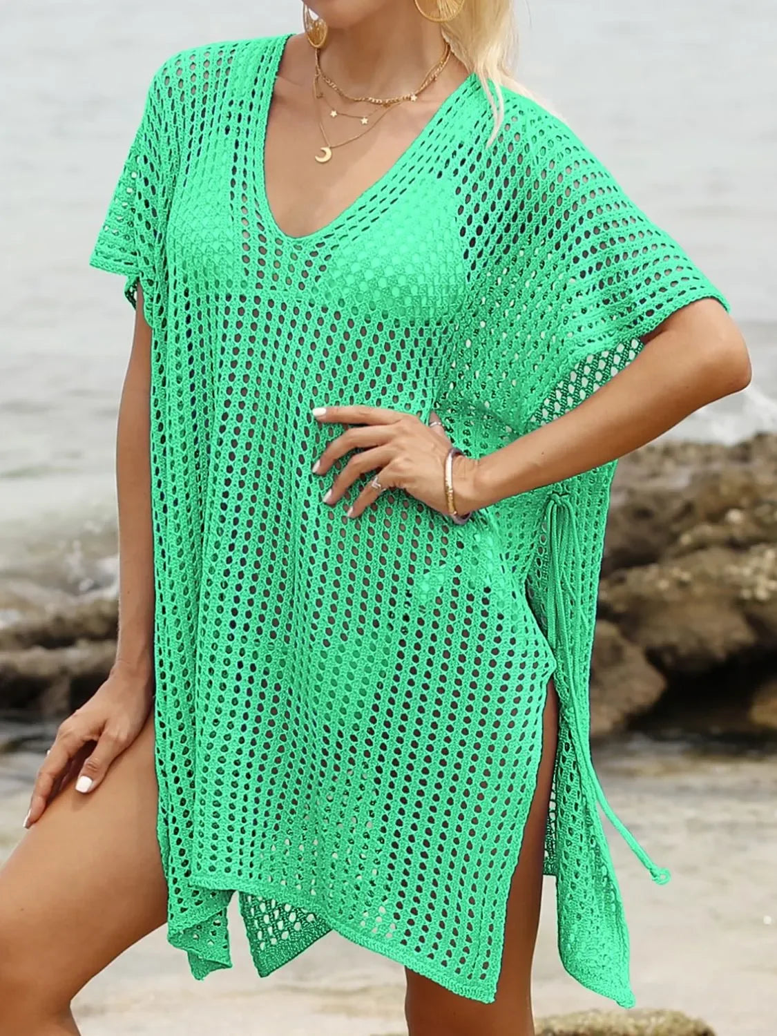 V-Neck Side Tied Swimwear Cover-Up One Size - Southern Shores Clothing