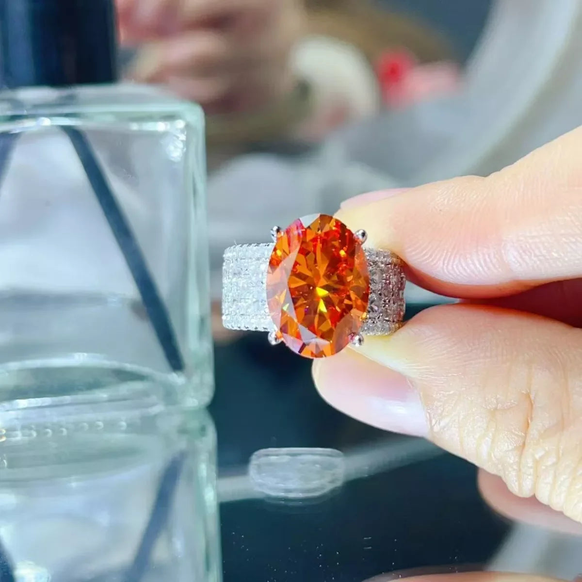 Orange Moissanite Ring With Certificate, 8 Carat - Southern Shores Clothing