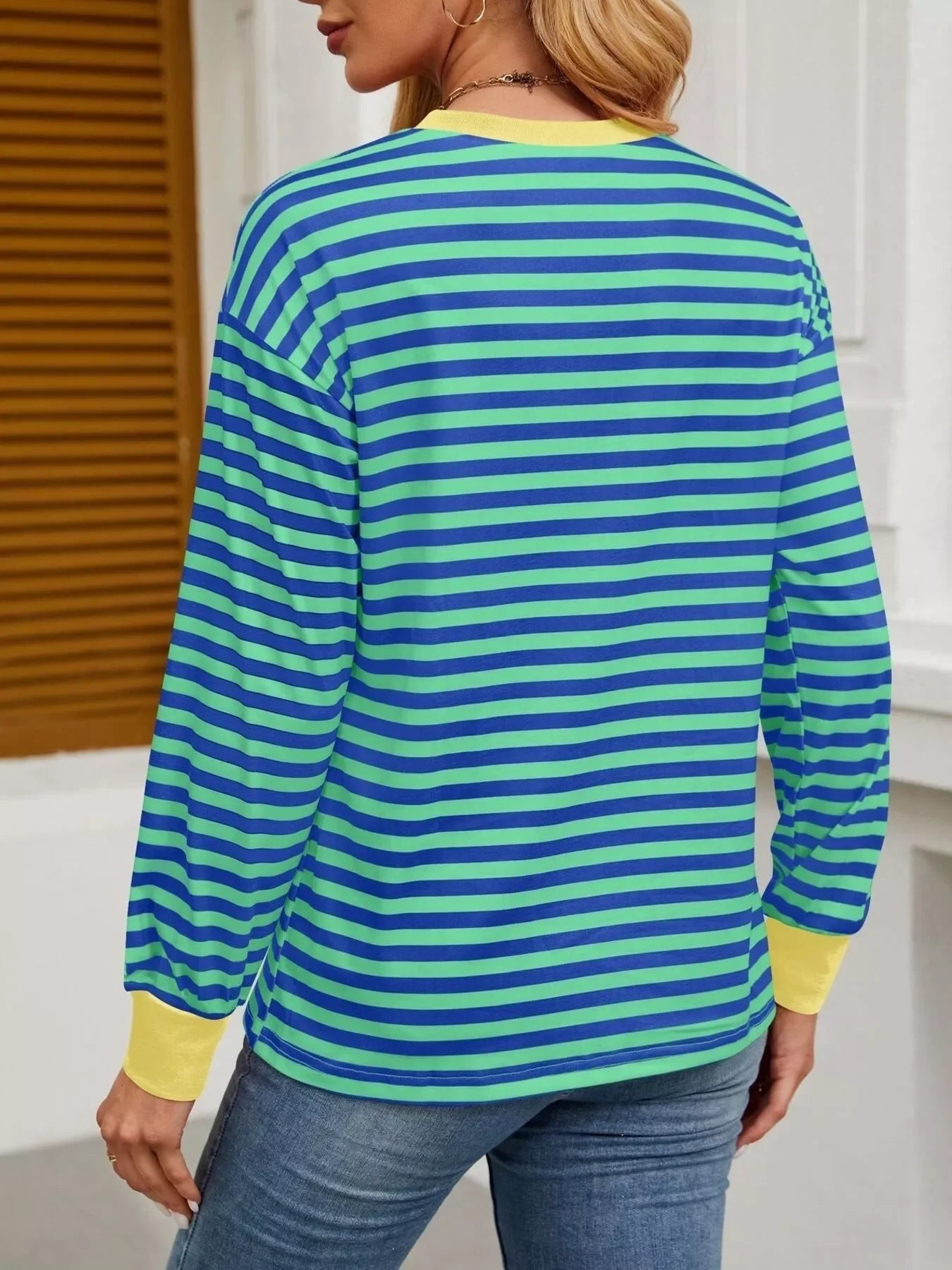 Striped Round Neck Long Sleeve T-Shirt - Southern Shores Clothing