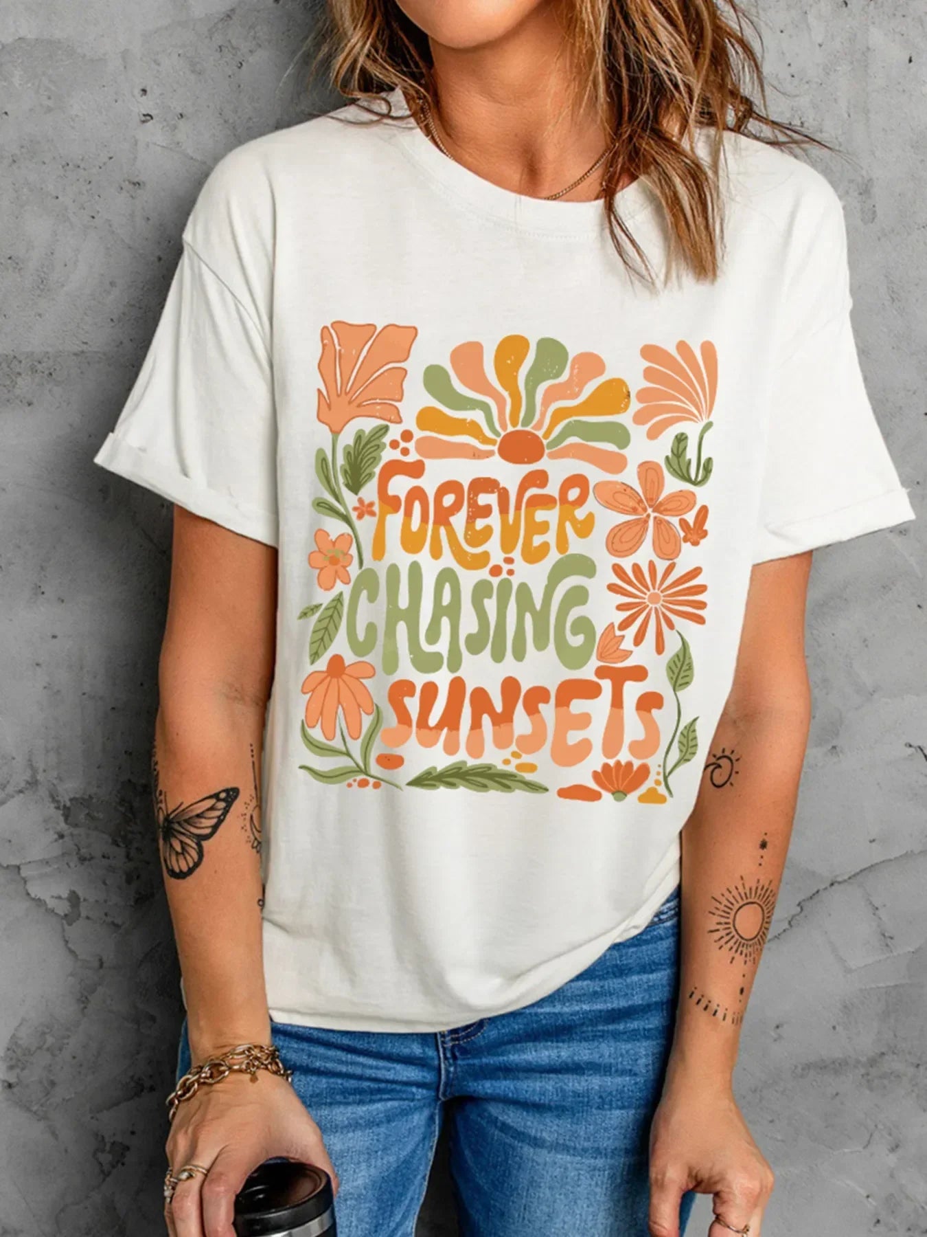 Round Neck Stretch T Shirt With Slightly Stretchy Fabric - Southern Shores Clothing