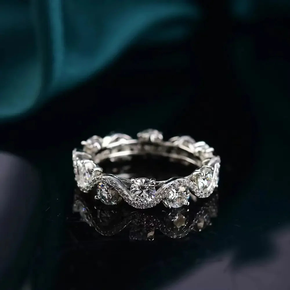 Platinum-Plated Moissanite Sterling Silver Ring - Southern Shores Clothing