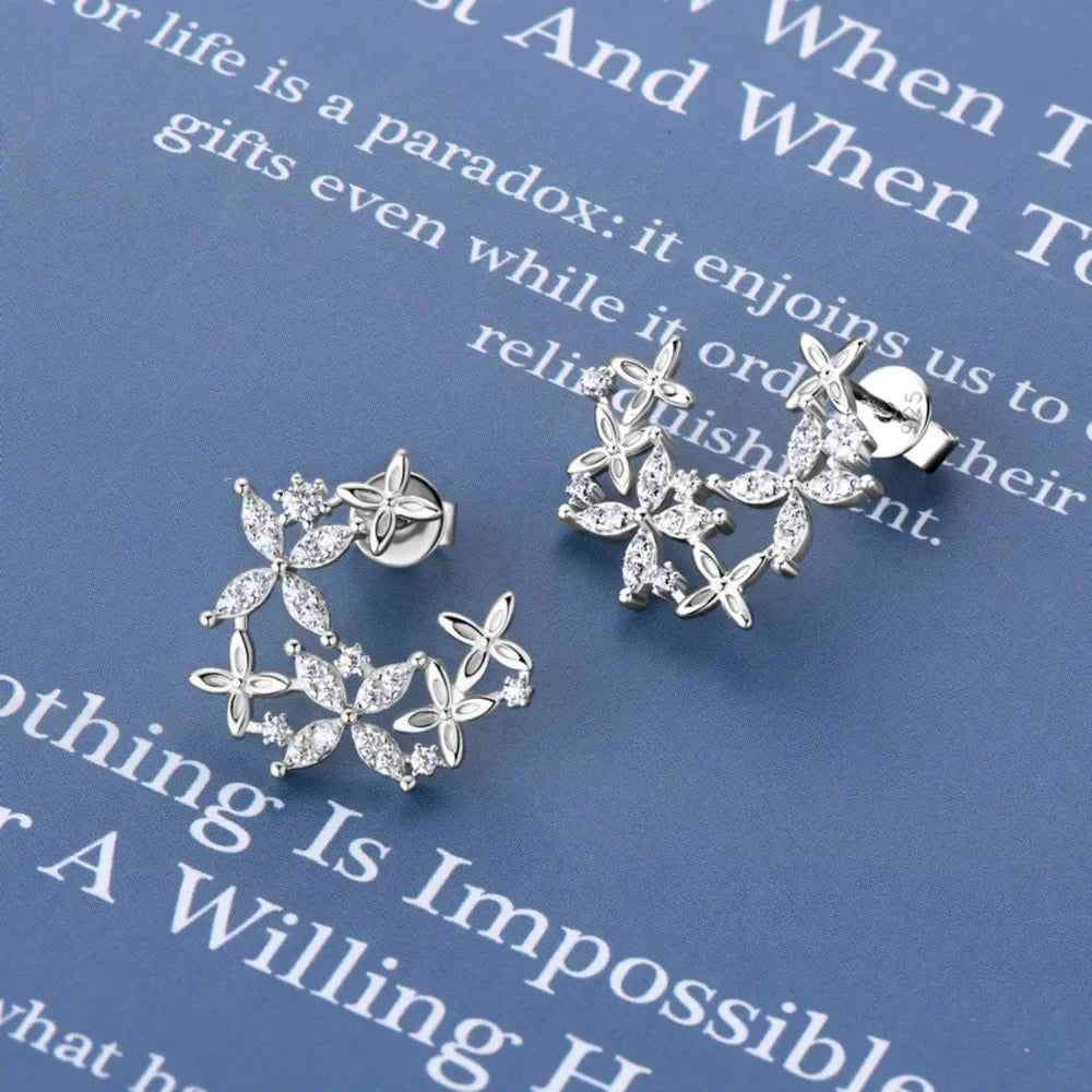 Sterling Silver Moissanite Clover Earrings - Southern Shores Clothing