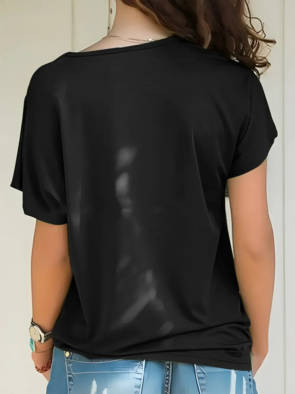 Asymmetrical Neck Short Sleeve T-Shirt - Southern Shores Clothing