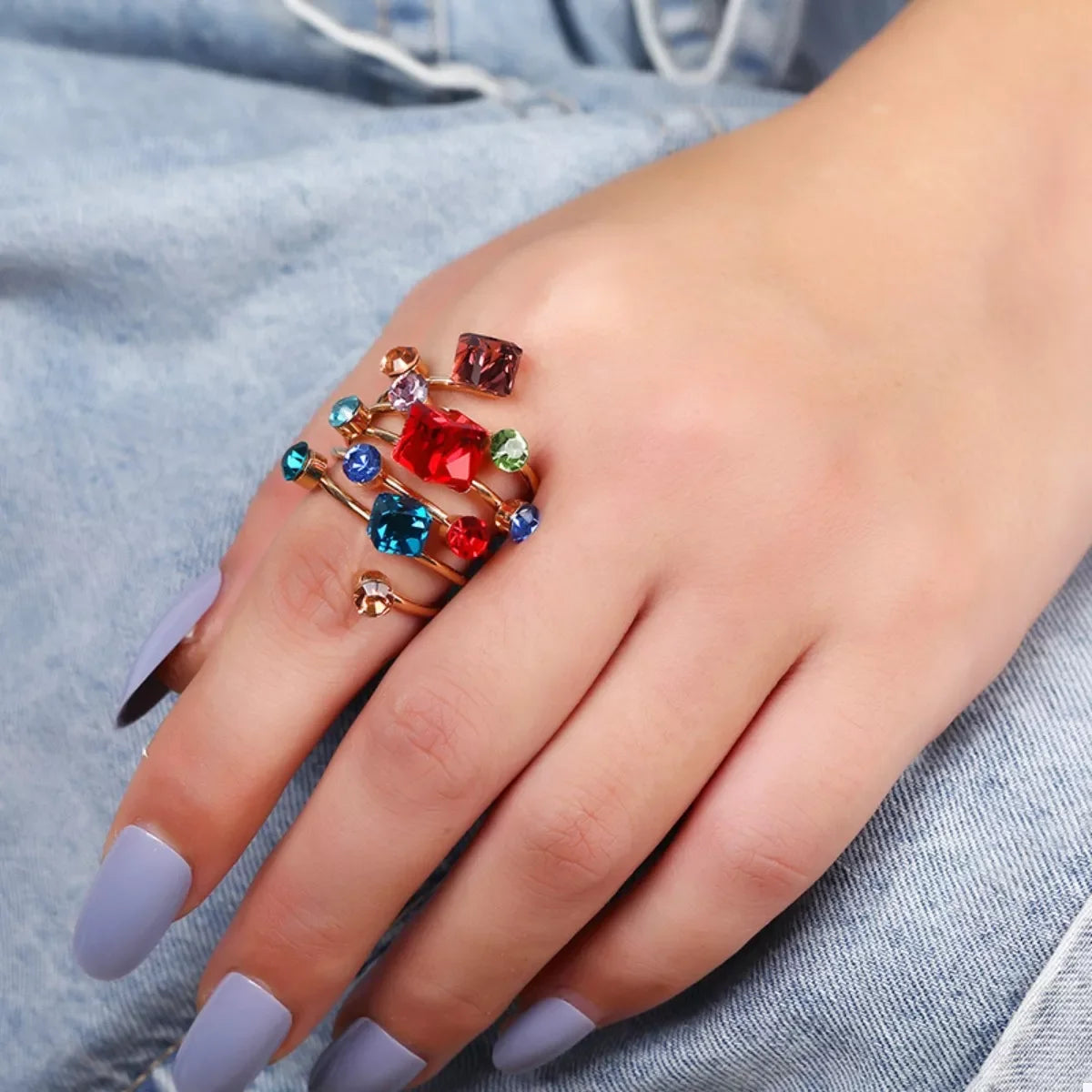 18K Gold-Plated Multi-Layer Crystal Ring - Southern Shores Clothing