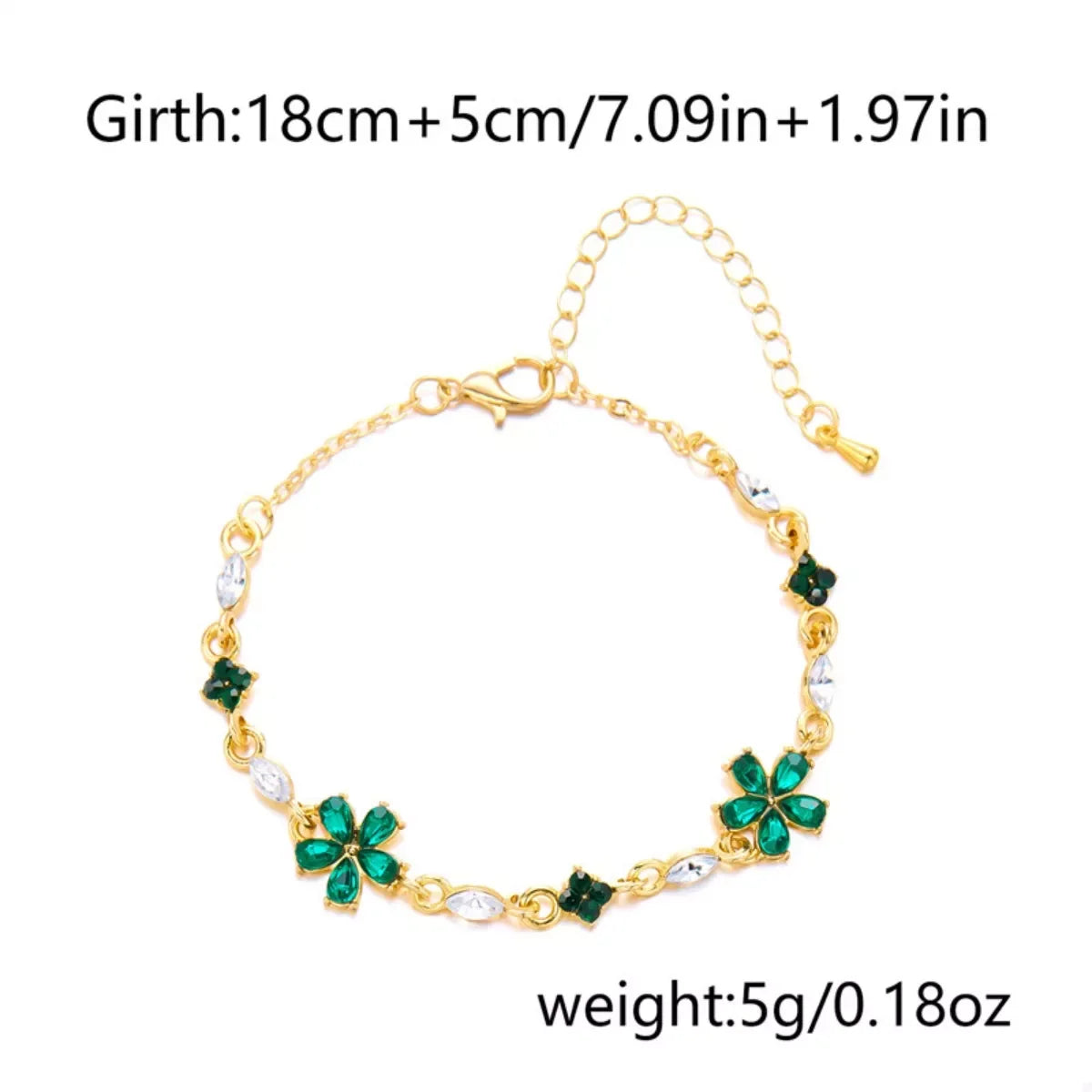 18K Gold-Plated Rhinestone Flower Bracelet - Southern Shores Clothing