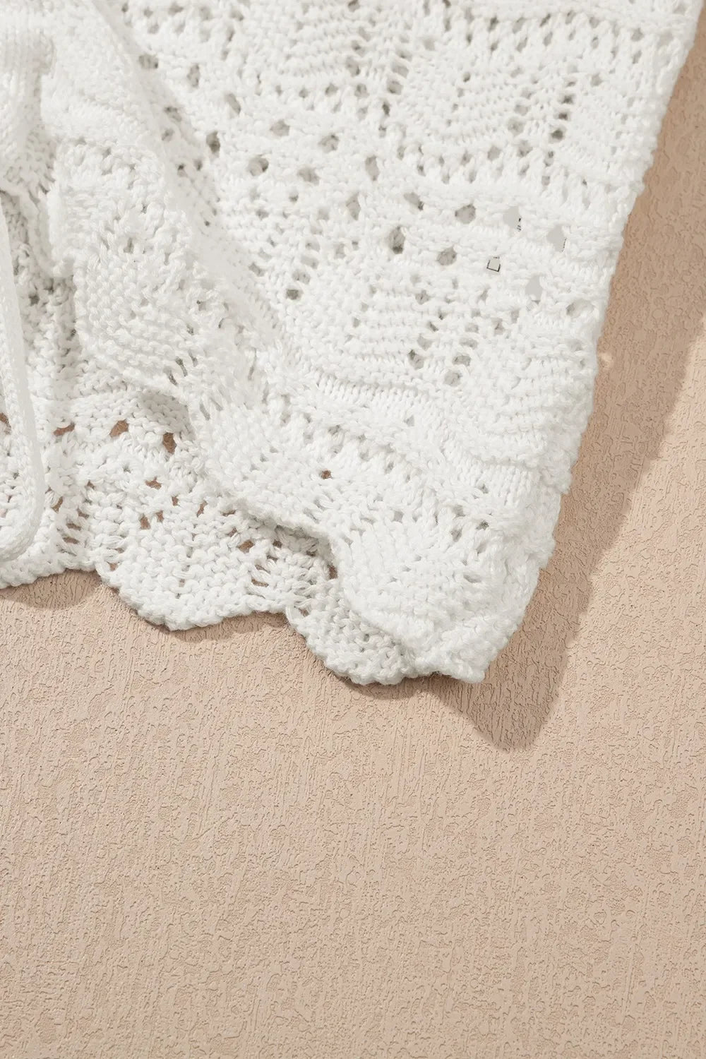 Hollowed Knit V Neck Drawstring Sweater Vest For Layering - Southern Shores Clothing