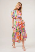 Asymmetric Geometric Print Tiered Maxi Skirt - Southern Shores Clothing