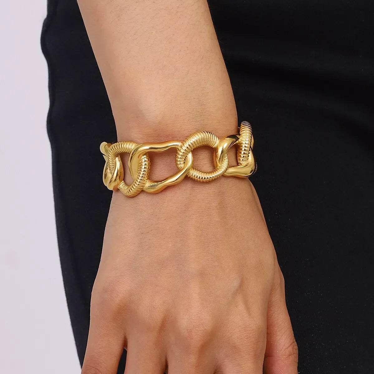 18K Gold-Plated Chain Link Open Bracelet - Southern Shores Clothing