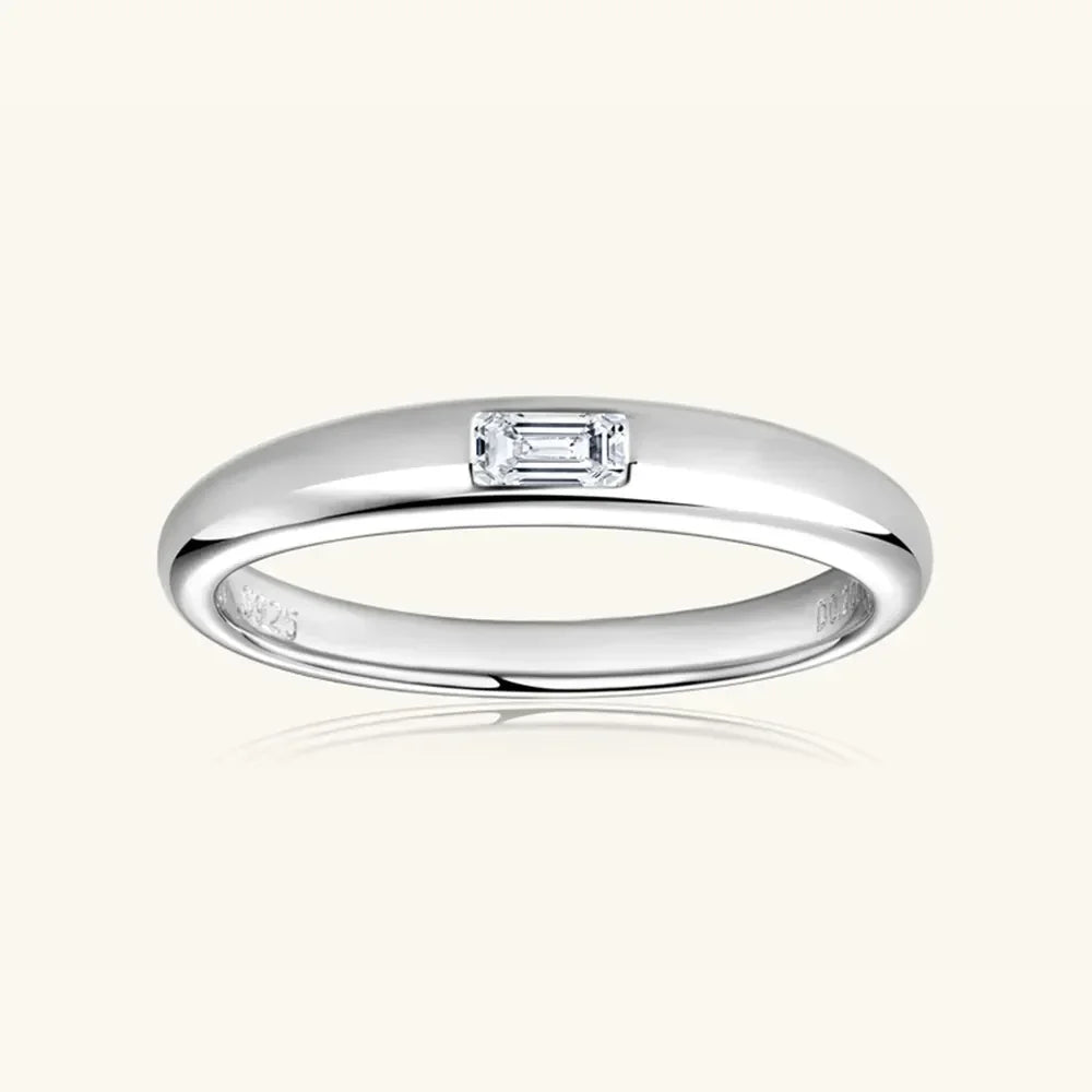 Sterling Silver Inlaid Moissanite Ring With 18K Gold Plating - Southern Shores Clothing