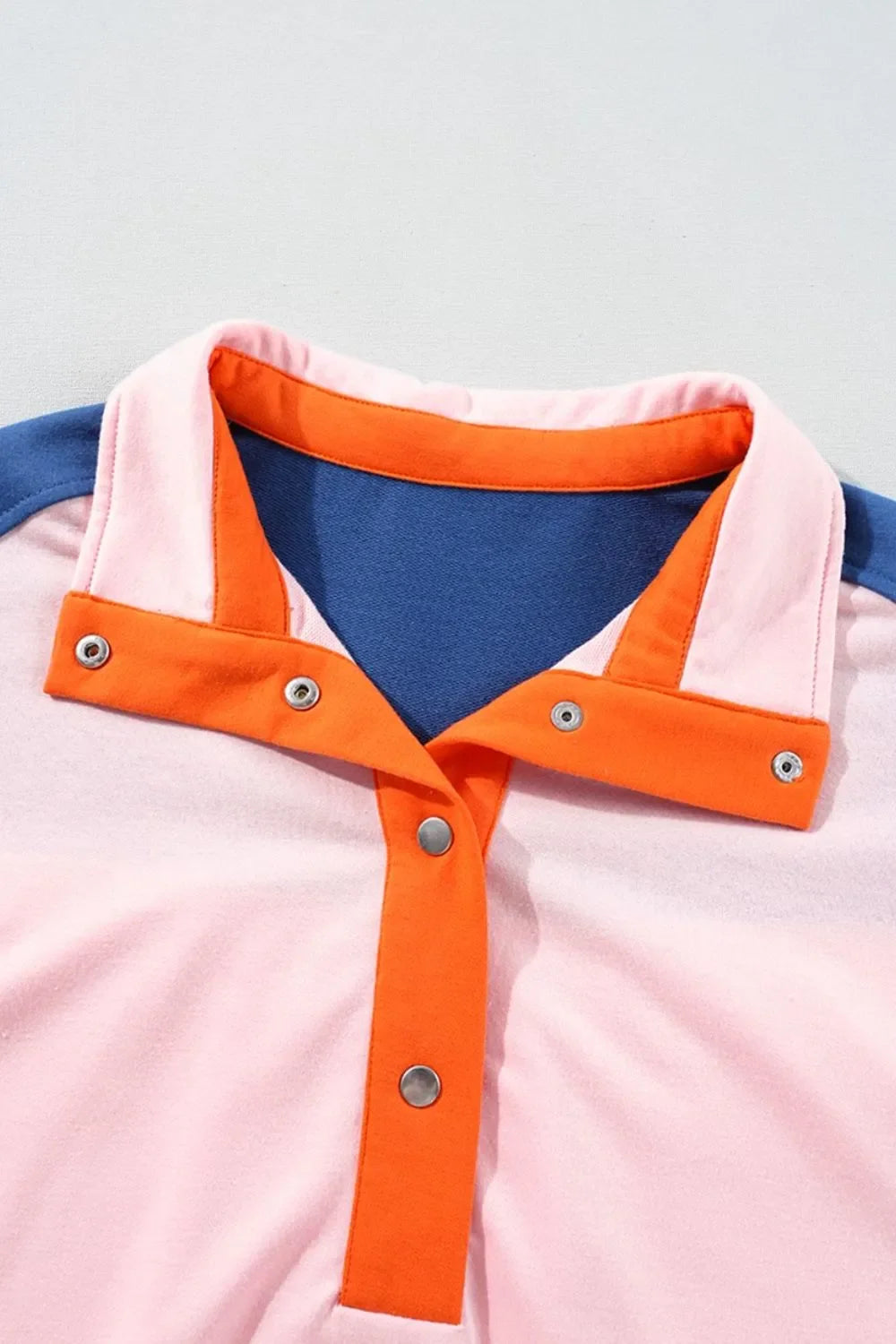 Color Block Half Buttoned Ruffled Short Sleeve Tee - Southern Shores Clothing