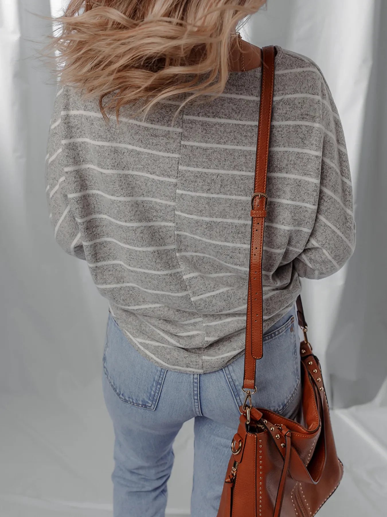 Stripe Dolman Sleeve Drop Shoulder Top - Southern Shores Clothing