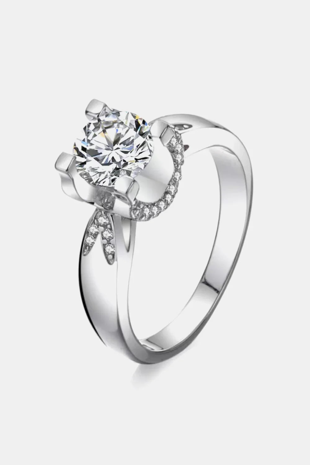 2 Carat Moissanite Platinum-Plated Sterling Silver Ring - Southern Shores Clothing